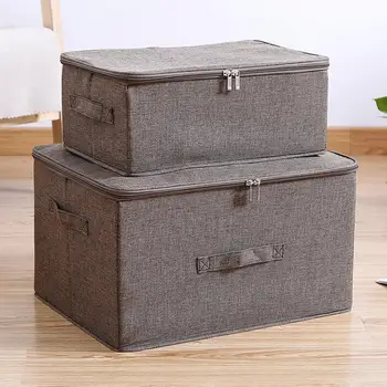 2 Sizes Storage Boxes with Lids No Smell Polyester Fabric Clear Storage Baskets Containers Bins With Double Cover Organizer