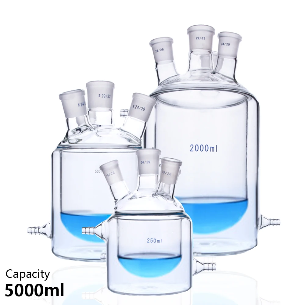 Double layer four port reactor 5000ml Chemical reaction instrument Jacketed reaction bottle High temperature resistance
Double layer four port reactor 5000ml Chemical reaction instrument Jacketed reaction bottle High temperature resistance