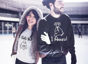 Couple Pullovers I Asked I Said Yes Letter Graphic Print Sweatshirts His- and Hers Clothes Valentine Gift Marriage Proposal
Couple Pullovers I Asked I Said Yes Letter Graphic Print Sweatshirts His- and Hers Clothes Valentine Gift Marriage Proposal