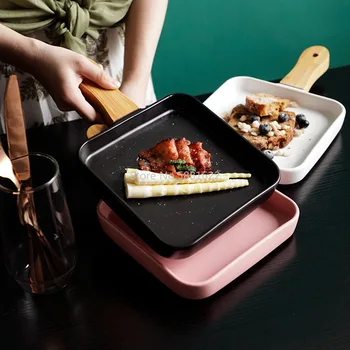 Nordic Wood Handle Square Ceramic Plate Solid Porcelain Flat Dinner Tableware Heat Resistant Steak Plate Salad Fruit Dish Tray
Nordic Wood Handle Square Ceramic Plate Solid Porcelain Flat Dinner Tableware Heat Resistant Steak Plate Salad Fruit Dish Tray