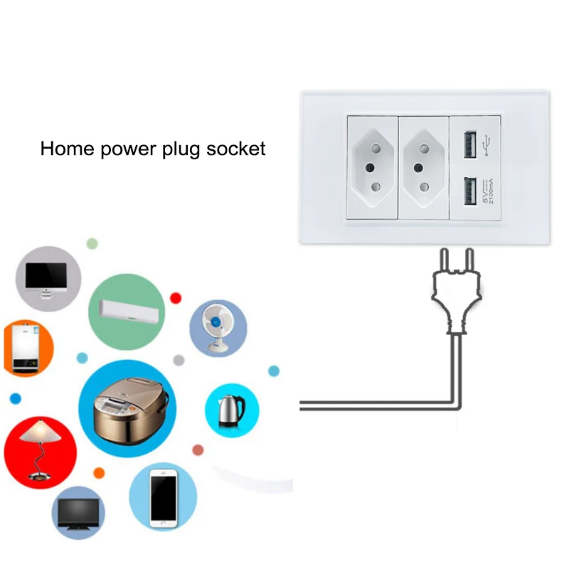 Brazil socket USB 2A fast charging tempered glass panel fireproof material home electrical plug socket Hce5dd1a890c84d3a8460a4776b1135f38 Hce5dd1a890c84d3a8460a4776b1135f38 Brazil socket USB 2A fast charging tempered glass panel fireproof material home electrical plug socket