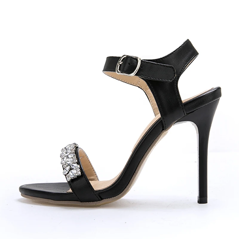 

2021 Summer Sandals Stilettos heels Black Buckles strap Sexy Ladylike Temperament Party shoes Fashion Women shoes Big size 46