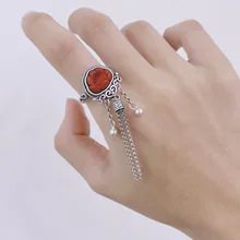 Elegant 925 Sterling Silver South Red Agate Adjustable Finger Rings Jewelry Women Vintage Lotus Flower Tassel Rings JZ015 
Elegant 925 Sterling Silver South Red Agate Adjustable Finger Rings Jewelry Women Vintage Lotus Flower Tassel Rings JZ015