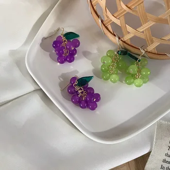 Purple Green Glass Beads Grape Earrings For Women Earing, Fashion Fruit Drop Earrings Long Bijoux Femme Jewellery 
Purple Green Glass Beads Grape Earrings For Women Earing, Fashion Fruit Drop Earrings Long Bijoux Femme Jewellery