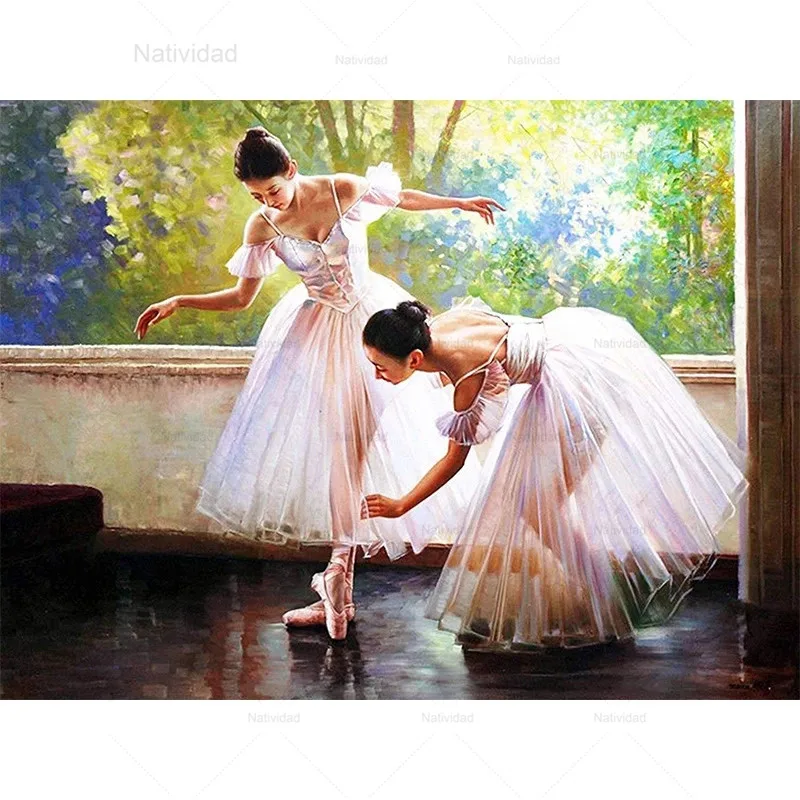 

5D Diy Full Drill Mosaic Diamond Painting Morning Light Ballet Dancer Embroidery Cross Stitch Art Pictures Home Decor Gift