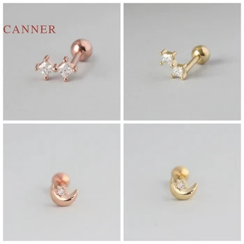 CANNER 1PC Real 925 Sterling Silver Earrings For Women Four Prong Thread Smooth Moon Stud Earrings Zircon Korean Jewelry
CANNER 1PC Real 925 Sterling Silver Earrings For Women Four Prong Thread Smooth Moon Stud Earrings Zircon Korean Jewelry