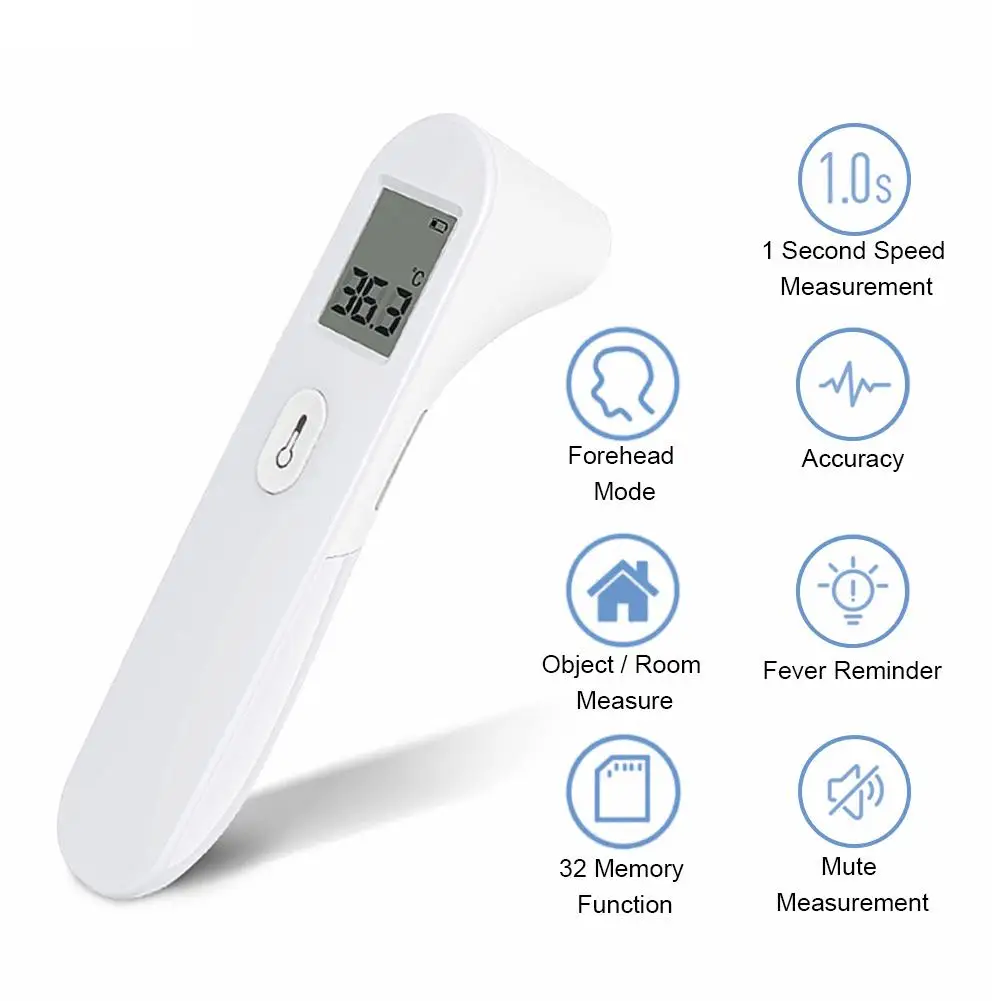 Non Contact LCD Display Digital Infrared Forehead Thermometer Infrared Forehead Body Thermometer Gun Measurement Device
Non Contact LCD Display Digital Infrared Forehead Thermometer Infrared Forehead Body Thermometer Gun Measurement Device