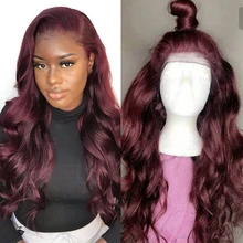 

13x4 Lace Front Human Hair Wigs 99J/Burgundy RedWine Pre Plucked Body Wave Lace Wigs 150% Density Brazilian Remy Hair Wig KEMY