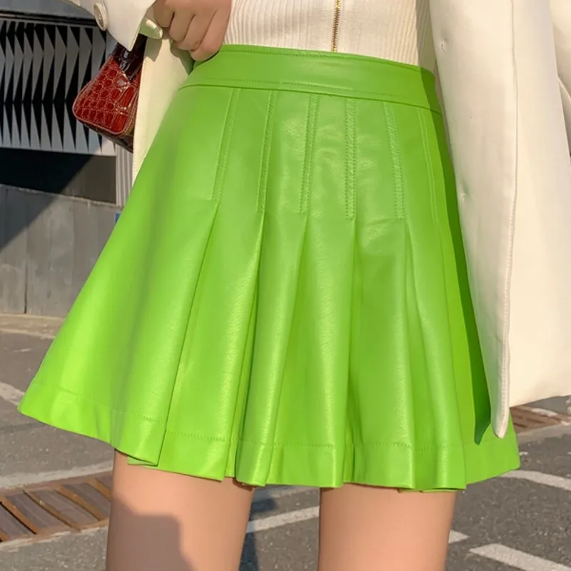 Фото 2019 стильные женские Облегающие юбки из искусственной кожи с высокой талией