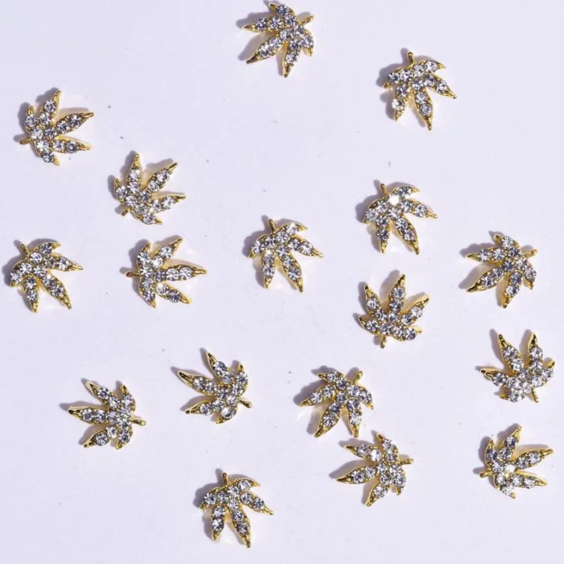 100 шт. золотые листья украшения для ногтей 3D Подвески металлические блестки