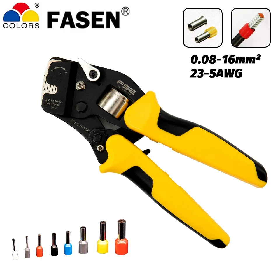 VSC10-16-4A 0.08-16mm^2 23-5AWG Adjustable Precise Crimp Pliers Tube Bootlace Terminal Crimping Hand Tool HSC10-16-4A
VSC10-16-4A 0.08-16mm^2 23-5AWG Adjustable Precise Crimp Pliers Tube Bootlace Terminal Crimping Hand Tool HSC10-16-4A