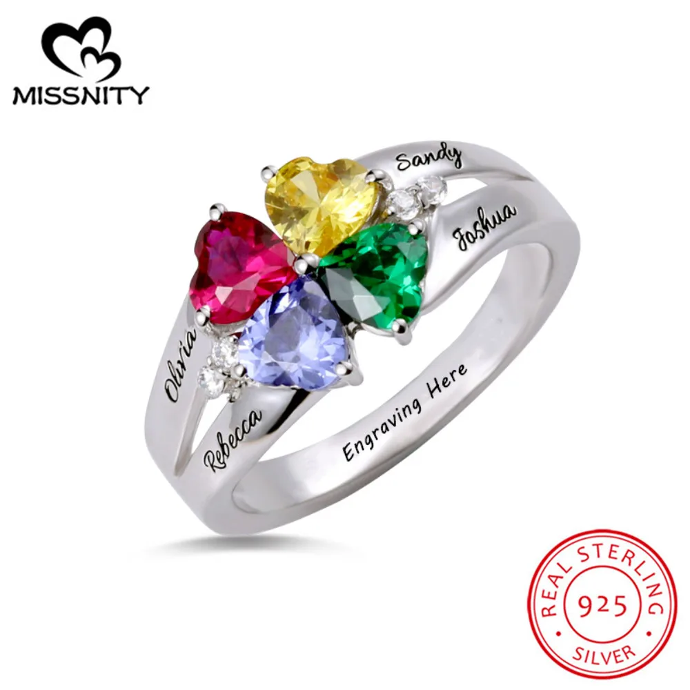 Personalized Sterling Silver Mother Rings with 4 Birthstones Engraved Children Names Family Promise Gift for Mom Grandmother
Personalized Sterling Silver Mother Rings with 4 Birthstones Engraved Children Names Family Promise Gift for Mom Grandmother