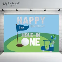 Mehofond 1st Birthday Backdrop Boy Golf Field Hole-In One Holiday Travel Baby Portrait Photography Background For Photo Studio