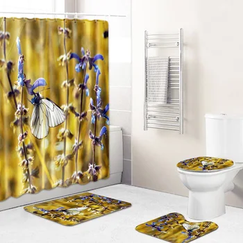 4Pcs/Set Print Shower Custain Bath Toilet Set Waterproof Fabric Bathroom Mats Rugs with Hooks Butterfly Flower
4Pcs/Set Print Shower Custain Bath Toilet Set Waterproof Fabric Bathroom Mats Rugs with Hooks Butterfly Flower