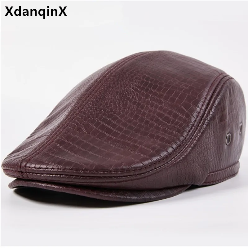 XdanqinX New Autumn Winter Men's Cap Natural Genuine Leather Caps Plus Velvet Warm Berets Sheepskin Leather Thermal Earmuffs Hat
XdanqinX New Autumn Winter Men's Cap Natural Genuine Leather Caps Plus Velvet Warm Berets Sheepskin Leather Thermal Earmuffs Hat
