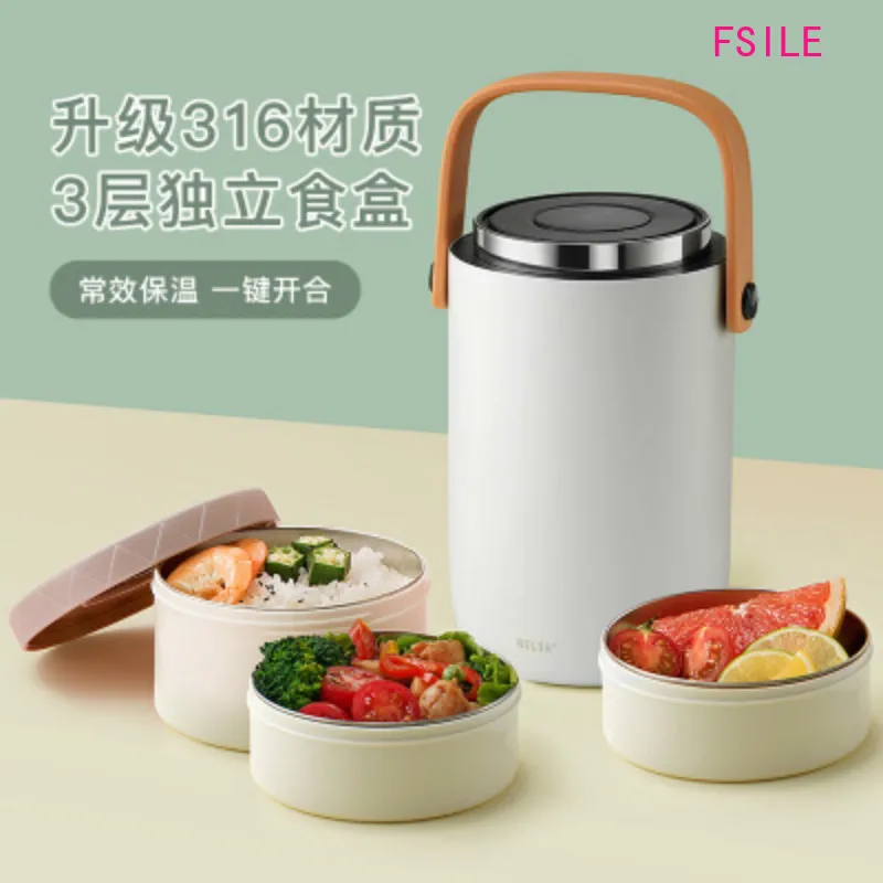 FSILE Stylish Portable Stainless Steel Vacuum Insulation Bucket Three-layer Bento Box Office Worker Large Capacity Lunch Box
FSILE Stylish Portable Stainless Steel Vacuum Insulation Bucket Three-layer Bento Box Office Worker Large Capacity Lunch Box