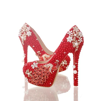 Red Pearl Bride Wedding Party Shoes Gorgeous Crystal Phoenix Party Prom High Heel Shoes Prom Event Pumps Handmade Good Quality
Red Pearl Bride Wedding Party Shoes Gorgeous Crystal Phoenix Party Prom High Heel Shoes Prom Event Pumps Handmade Good Quality