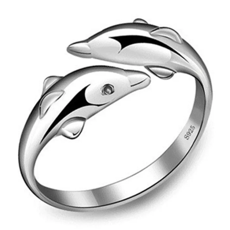 Fashion Dolphin Open Index Finger Ring Silver Color Women's Accessories Creative Female Jewelry Gifts | Украшения и