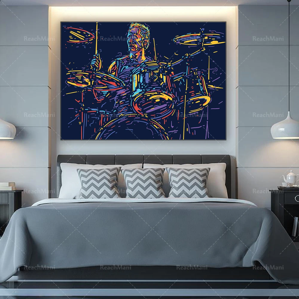 Musician with drums rock drummer wall art hipster painting on canvas decorative poster
Musician with drums rock drummer wall art hipster painting on canvas decorative poster