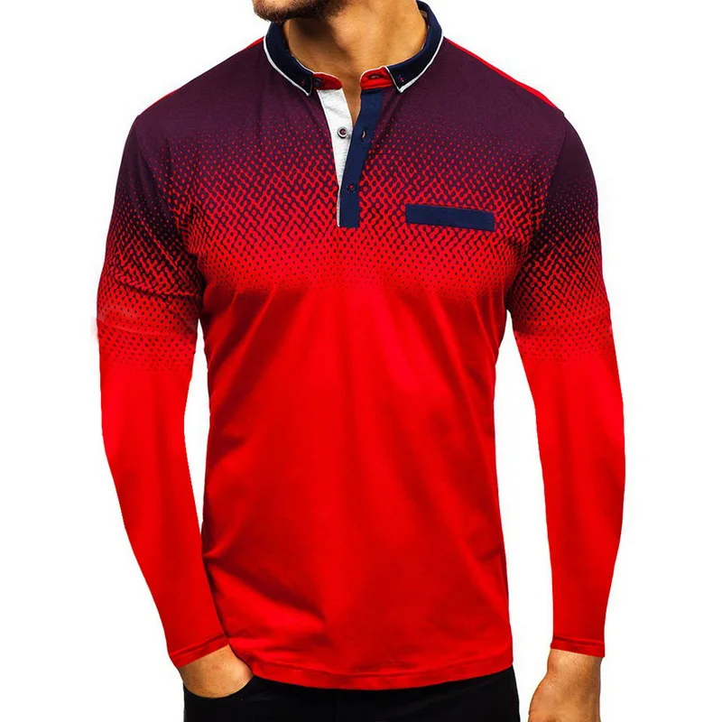 2019 Fashion Men's 3D Print T-Shirts Casual Gradient Print Tee Top Autumn Pattern Long-sleeved Lapel Slim Male Cotton T-shirts
2019 Fashion Men's 3D Print T-Shirts Casual Gradient Print Tee Top Autumn Pattern Long-sleeved Lapel Slim Male Cotton T-shirts