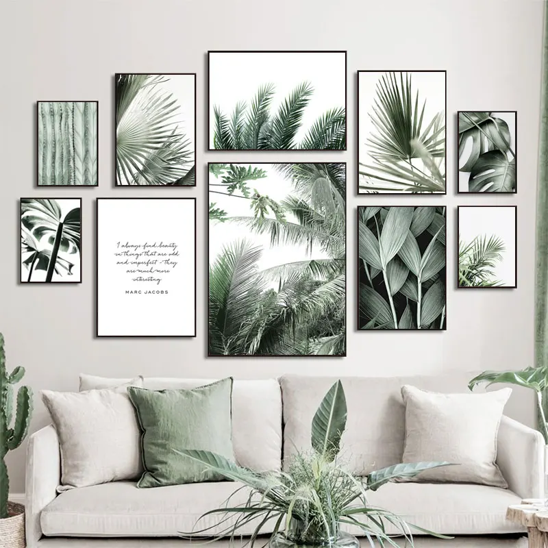 

Green Tropical Plant Canvas Paintings Monstera Banana Leaf Wall Art Nordic Posters Prints Wall Pictures for Living Room Decor