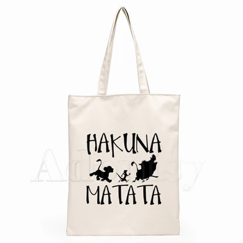 

Hakuna Matata Ladies Handbags Cloth Canvas Tote Bag Shopping Travel Women Eco Reusable Shoulder Shopper Bags Bolsas De Tela