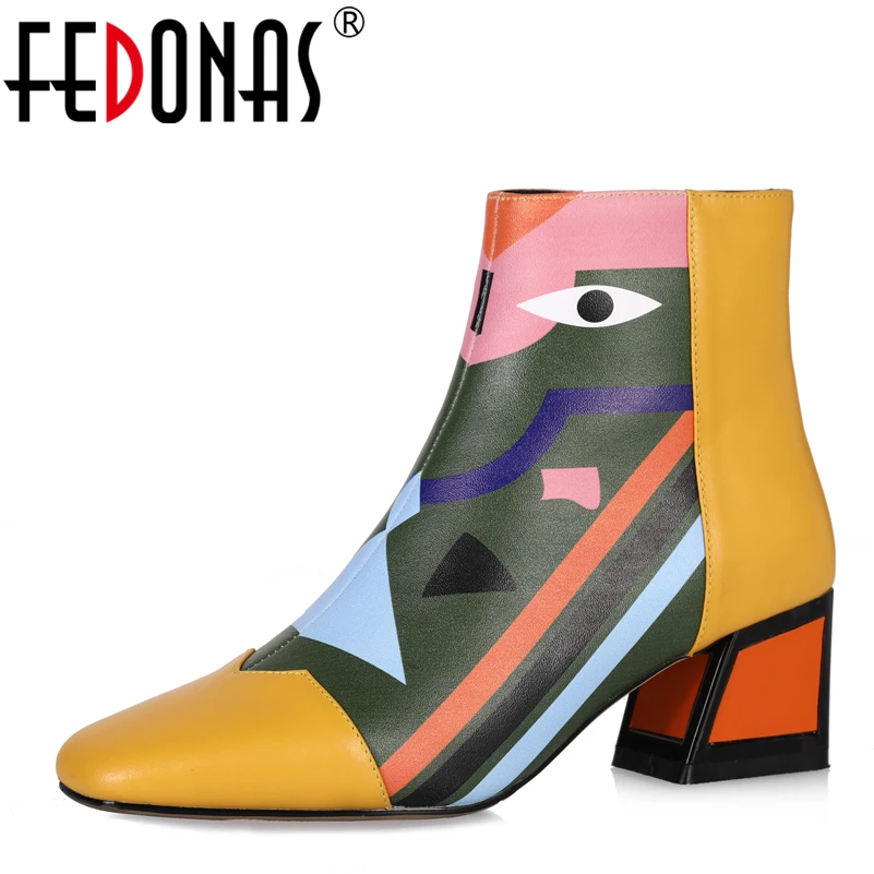 Модный бренд FEDONAS Женские зимние ботильоны Теплая женская обувь на высоком