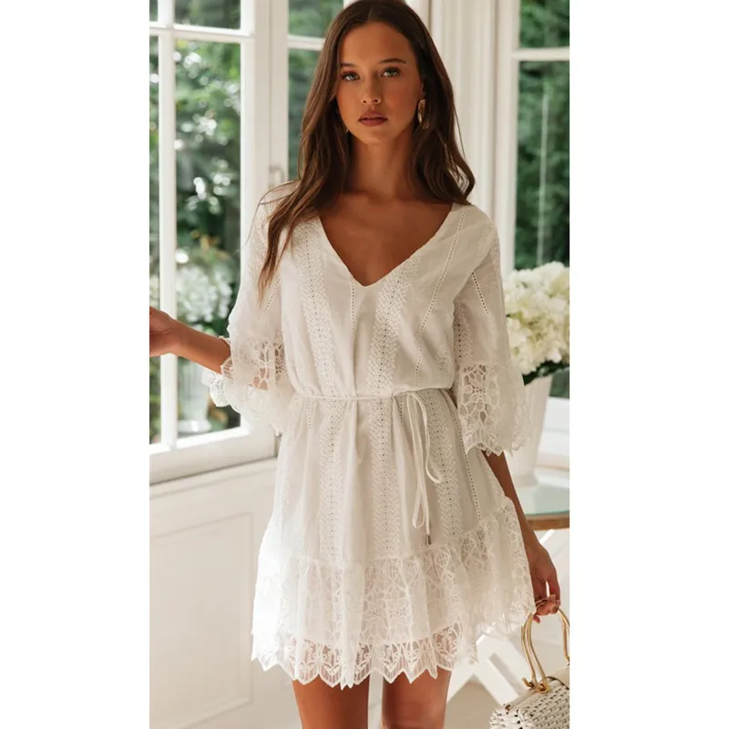 Hippie Dress Sexy Office Party Wear Gowns for Women Lace Half White V Neck Turkish Fashion Women Clothing Vintage Hippie Dresses
Hippie Dress Sexy Office Party Wear Gowns for Women Lace Half White V Neck Turkish Fashion Women Clothing Vintage Hippie Dresses