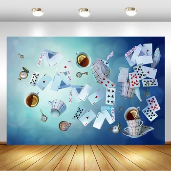 Mad Tea Party Backdrop Dream Fantasy Birthday Background for Photography Poker Pocket Watch Blue Backgrounds for Photo Studio 
Mad Tea Party Backdrop Dream Fantasy Birthday Background for Photography Poker Pocket Watch Blue Backgrounds for Photo Studio