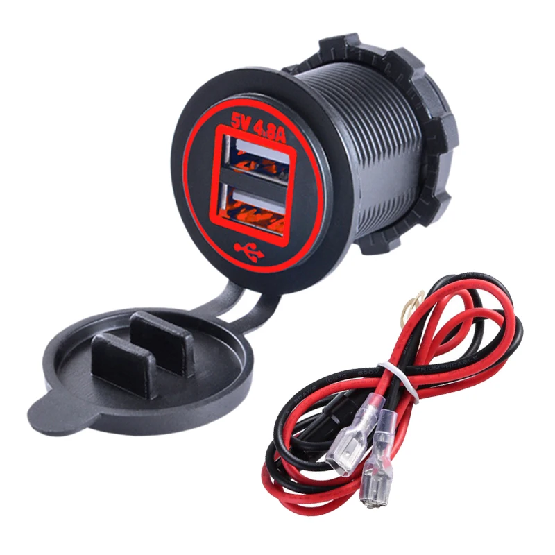 4.8A Dual USB Car Charger 2 Ports Power Socket Adapter with Dual Lights Multifunctional Quick Charging Ships Motorcycle Charger
4.8A Dual USB Car Charger 2 Ports Power Socket Adapter with Dual Lights Multifunctional Quick Charging Ships Motorcycle Charger