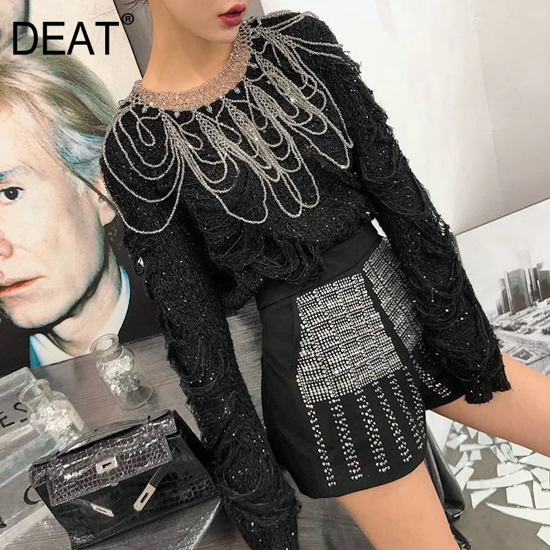 DEAT high Fashion Full Sleeve O Neck Women Loose Easy Matching Black Tassel Knitting Sweater 2019 Autumn Winter New TD666
DEAT high Fashion Full Sleeve O Neck Women Loose Easy Matching Black Tassel Knitting Sweater 2019 Autumn Winter New TD666