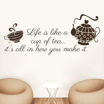 Restaurant Cafe Wall Decal Quote Life is like a cup of tea Kitchen Cafe Phrase Design Wall Stickers Waterproof Home Decor Z278
Restaurant Cafe Wall Decal Quote Life is like a cup of tea Kitchen Cafe Phrase Design Wall Stickers Waterproof Home Decor Z278