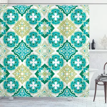 Moroccan Shower Curtain, Colored Tiled Pattern Geometrical Diagonal and Triangle Forms Oldest Craft, Cloth Fabric Bathroom Decor
Moroccan Shower Curtain, Colored Tiled Pattern Geometrical Diagonal and Triangle Forms Oldest Craft, Cloth Fabric Bathroom Decor