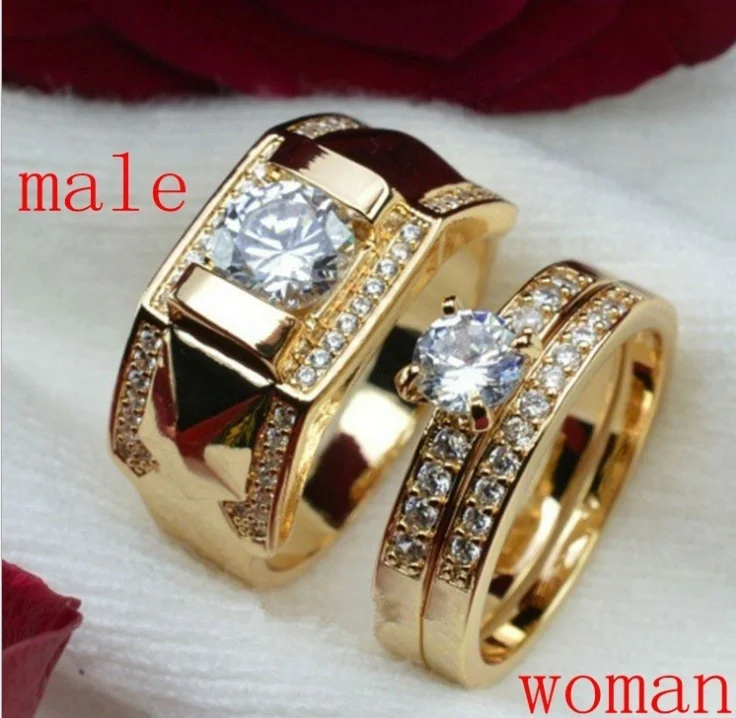 Luxury Gold Eternal Love Couples Rings Classic Romantic Round Cut Zircon Wedding Ring Valentine's Day Gift Engagement Jewelry 
Luxury Gold Eternal Love Couples Rings Classic Romantic Round Cut Zircon Wedding Ring Valentine's Day Gift Engagement Jewelry