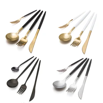 MDZF SWEETHOME 4Pcs Dinnerware Set 304 Stainless Steel Black Gold Cutlery Set Knife Fork Set kitchen Utensil
MDZF SWEETHOME 4Pcs Dinnerware Set 304 Stainless Steel Black Gold Cutlery Set Knife Fork Set kitchen Utensil