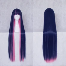 

Panty & Stocking with Garterbelt Anarchy Stocking Cosplay Wigs 100cm/39inches Blue Pink Mix Long Straight Hair With free wig net