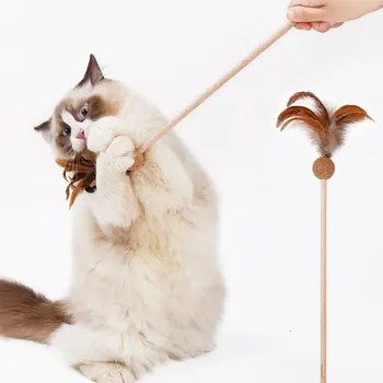 Interactive Cat Toy Natural Teaser Dangler Feather wood Wand with Catnip Cock For Pet cats Kittens chats pet products gato
Interactive Cat Toy Natural Teaser Dangler Feather wood Wand with Catnip Cock For Pet cats Kittens chats pet products gato