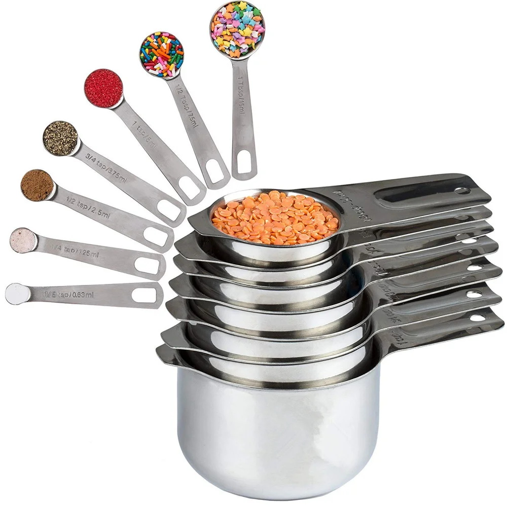 Measuring Cups and Spoons Set of 14 In 18/8 Stainless Steel 7 Measuring Cups 7 Measuring Spoons Kitchen Gadget Tools for Baking
Measuring Cups and Spoons Set of 14 In 18/8 Stainless Steel 7 Measuring Cups 7 Measuring Spoons Kitchen Gadget Tools for Baking