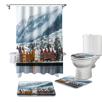Winter Town Snow Mountain View Shower Curtains Set Bath Mat Set Toilet Cover Waterproof Shower Curtain Set Bath Mats Rugs
Winter Town Snow Mountain View Shower Curtains Set Bath Mat Set Toilet Cover Waterproof Shower Curtain Set Bath Mats Rugs