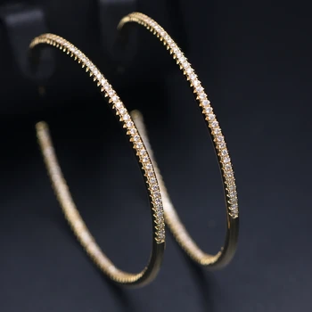 Boho Gold color Big Circle Hoop Earrings For Women 50.5mm Colorful cubic zircon Large Round Earring Elegant Simple lady Jewelry
Boho Gold color Big Circle Hoop Earrings For Women 50.5mm Colorful cubic zircon Large Round Earring Elegant Simple lady Jewelry