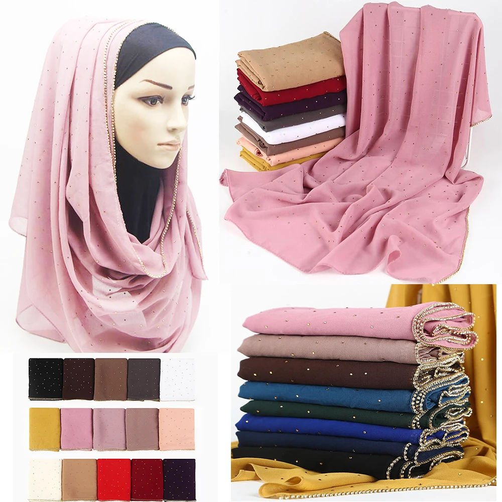 Women Pearl Chiffon Rhinestone Hijab Muslim Head Wrap Shawls Long Lightweight Scarves For Evening Dresses Wedding Shiny Scarf
Women Pearl Chiffon Rhinestone Hijab Muslim Head Wrap Shawls Long Lightweight Scarves For Evening Dresses Wedding Shiny Scarf