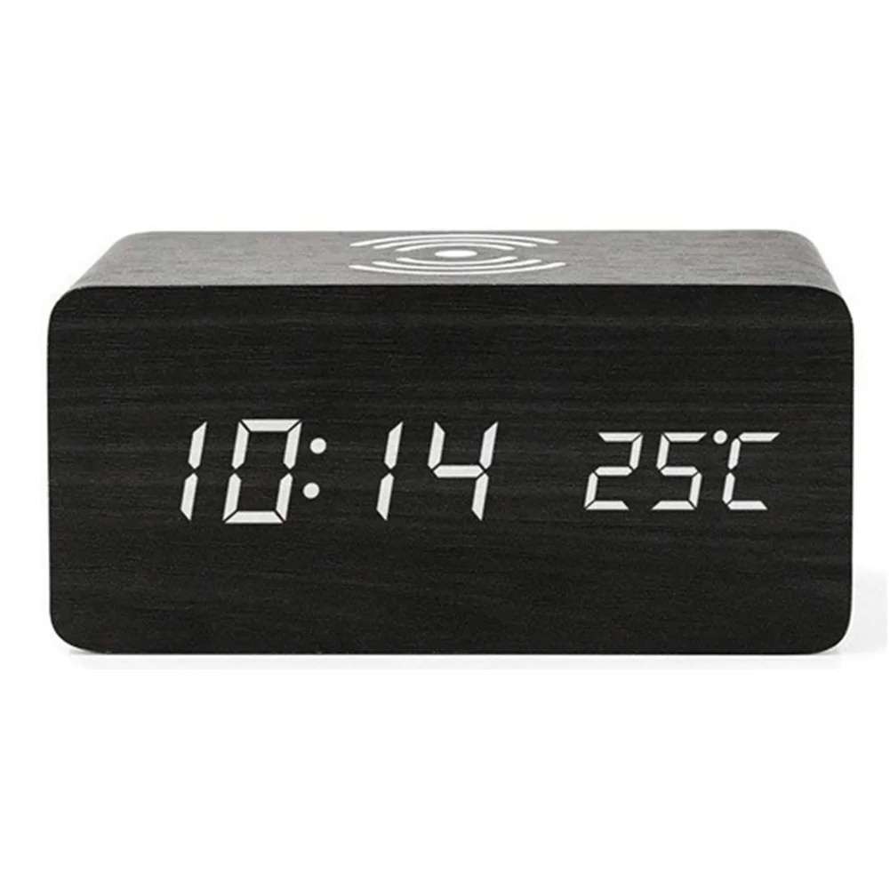 Home Desk Gift Digital Display Qi Wireless Charger Led Modern Wooden Clock Dual Power Multifunction USB Alarm Voice Control
Home Desk Gift Digital Display Qi Wireless Charger Led Modern Wooden Clock Dual Power Multifunction USB Alarm Voice Control