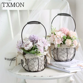Silk Flower+wrought iron basket Nordic wind simulation flower pot landscape set fake flowers crafts oil painting decoration home
Silk Flower+wrought iron basket Nordic wind simulation flower pot landscape set fake flowers crafts oil painting decoration home