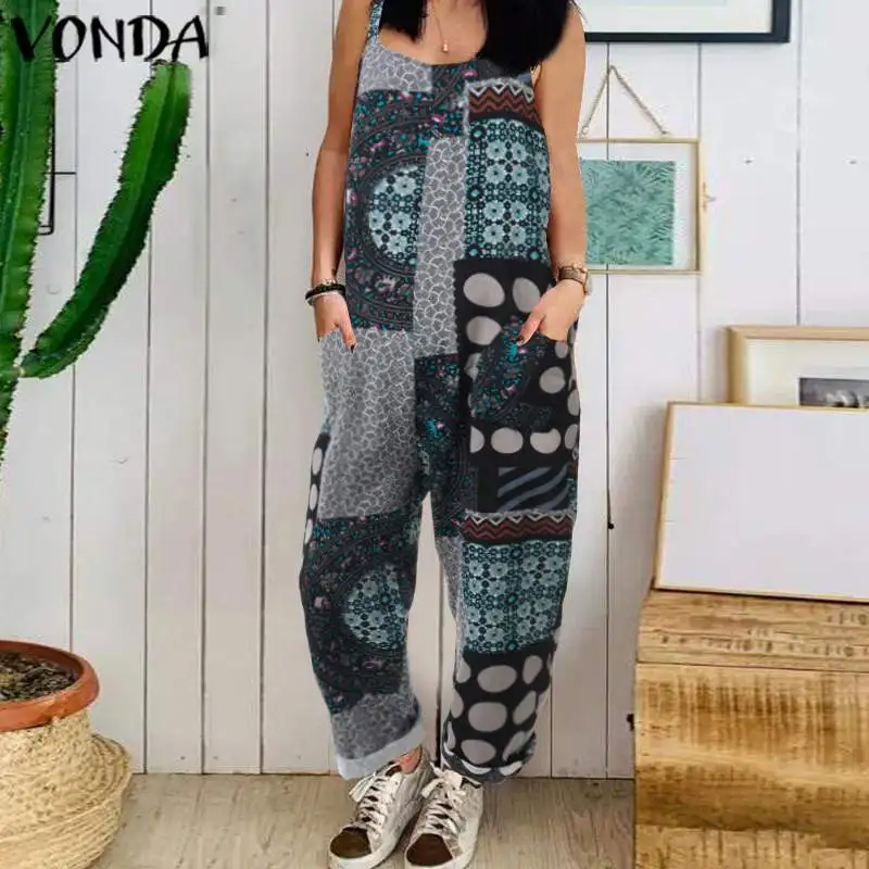 Vintage Print Rompers Womens Jumpsuits VONDA 2019 Summer Playsuits Female Sleeveless Overalls Casual Loose Wide Leg Pants S-5XL
Vintage Print Rompers Womens Jumpsuits VONDA 2019 Summer Playsuits Female Sleeveless Overalls Casual Loose Wide Leg Pants S-5XL