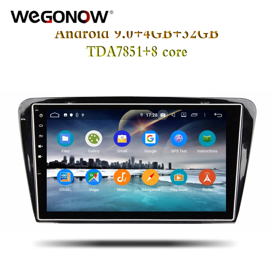 10 1 "TDA7851 IPS Android 9 0 для Skoda Octavia 2014-2016 4 Гб ОЗУ 8 ядер автомобильный DVD-плеер GPS Glonass RDS