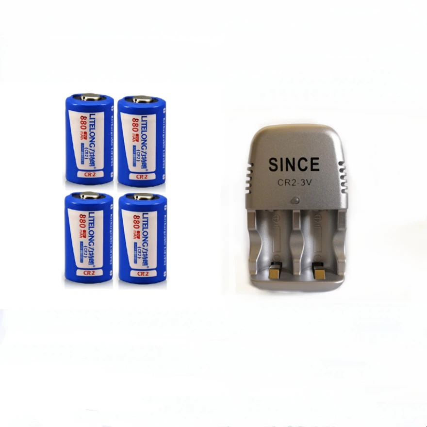 

4pcs Large capacity 880mAh 3v CR2 rechargeable battery lithium-ion battery + 1PCS CR2 battery smart charger