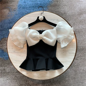 New Western Style Small Shirt Black White Color Matching Bow short Sleeve Top for Women Summer Blouse Office Lady Shirts Tops
New Western Style Small Shirt Black White Color Matching Bow short Sleeve Top for Women Summer Blouse Office Lady Shirts Tops