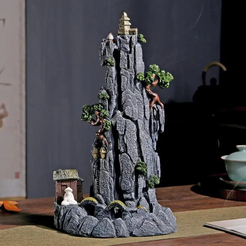 Mountain River Handicraft Incense Holder Backflow Incense Burner Smoke Waterfall Ceramic Incense Burner Incense Cone Burner