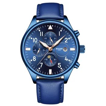 Business Men's Automatic Mechanical watches Casual Fashion Moon Phase Blue Belt Waterproof Luminous Calendar man Watch WL003 
Business Men's Automatic Mechanical watches Casual Fashion Moon Phase Blue Belt Waterproof Luminous Calendar man Watch WL003