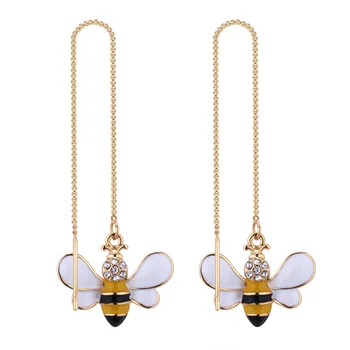 Korean Cute Enamel Insect Bee Crystal Earring Tassel Long Drop Earings Fashion Jewelry Statement Earrings for Women Accessories
Korean Cute Enamel Insect Bee Crystal Earring Tassel Long Drop Earings Fashion Jewelry Statement Earrings for Women Accessories
